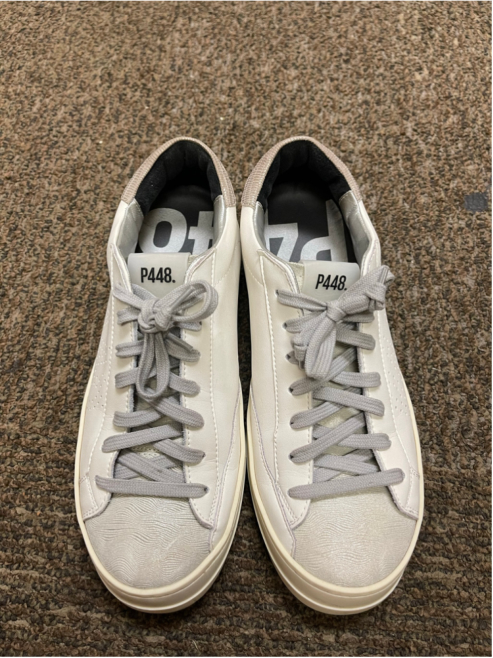 Women's P448 Sneakers Size 9 White and Grey Low Top Shoes - Picture 6 of 8
